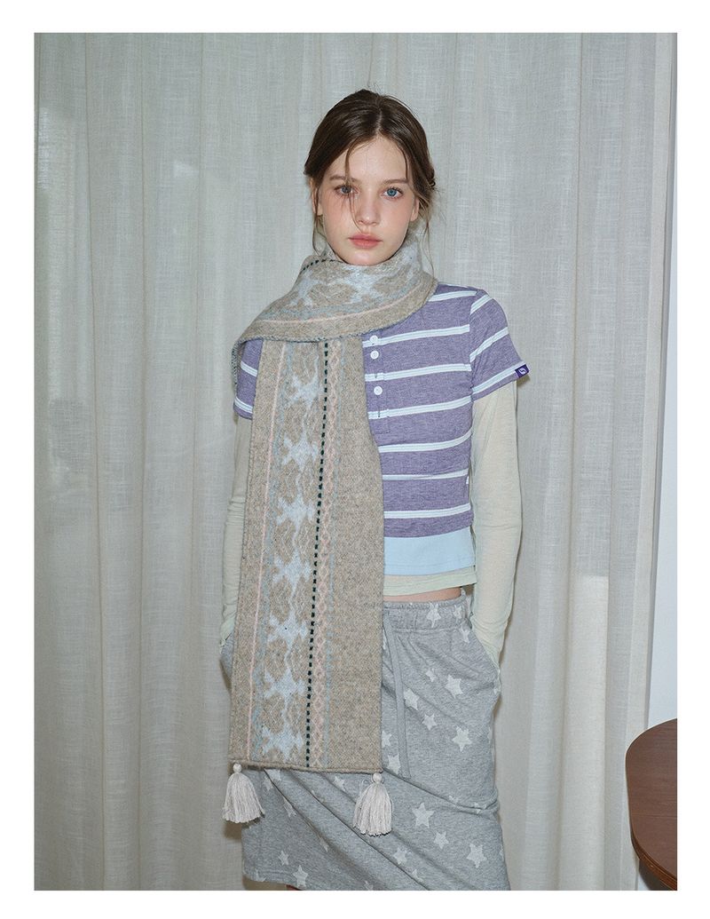 New Women's Fair Isle Pattern Scarf Stylish And Versatile_voghion.com