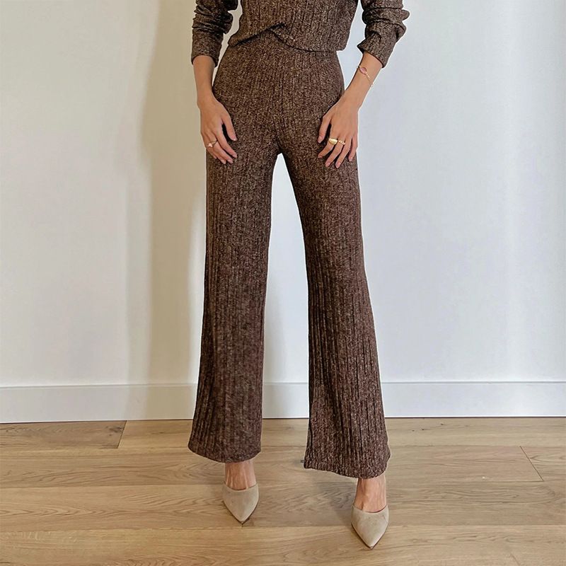 Top e pantaloni larghi a maniche lunghe da donna, abito casual alla moda_voghion.com