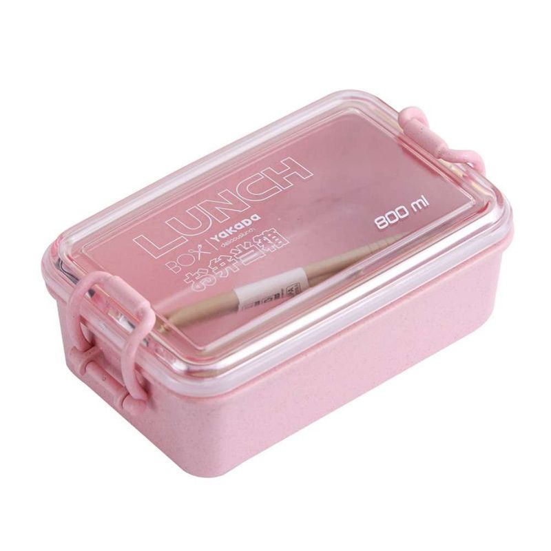 2er-Set Lunchboxen, große Fassungsvermögen, auslaufsichere Bento-Boxen mit Geschirr, tragbar, mehrlagig, ideal für Reisen, Büro und Schule_voghion.com