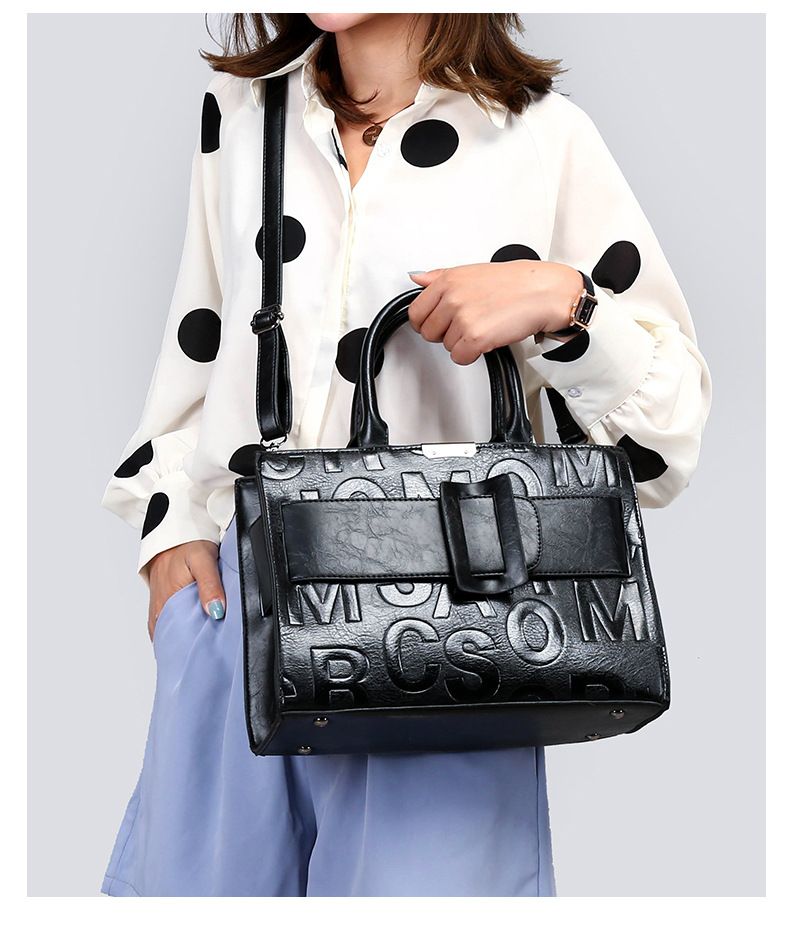 Sacs pour femmes, nouveau sac à main à lettre, sac à bandoulière en relief, sac messager de grande capacité_voghion.com