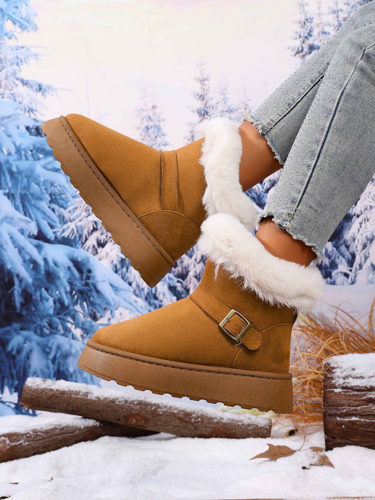 Stivali da neve invernali da donna con spessa fodera in pelliccia, suola in gomma antiscivolo e plateau spesso per calore e comfort estremi_voghion.com