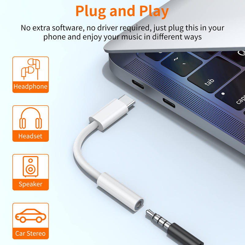 Adattatore jack per cuffie JXMOX tipo C a femmina da 3,5 mm (set da 2 pezzi), cavo dongle audio USB C-to Aux adatto per iPhone_voghion.com