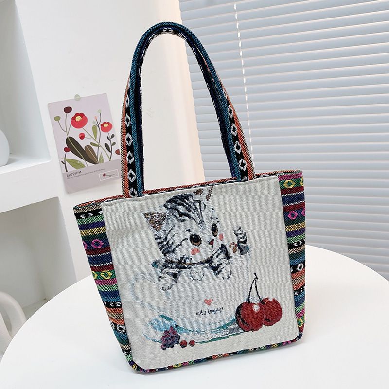 Nuova borsa da ufficio semplice da donna in stile etnico tailandese con elefante in Malesia, borsa in tela ricamata, piccola borsa_voghion.com