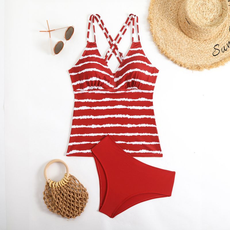Maillot de bain deux pièces à rayures, coupe slim, pour femme, nouveauté 2025_voghion.com