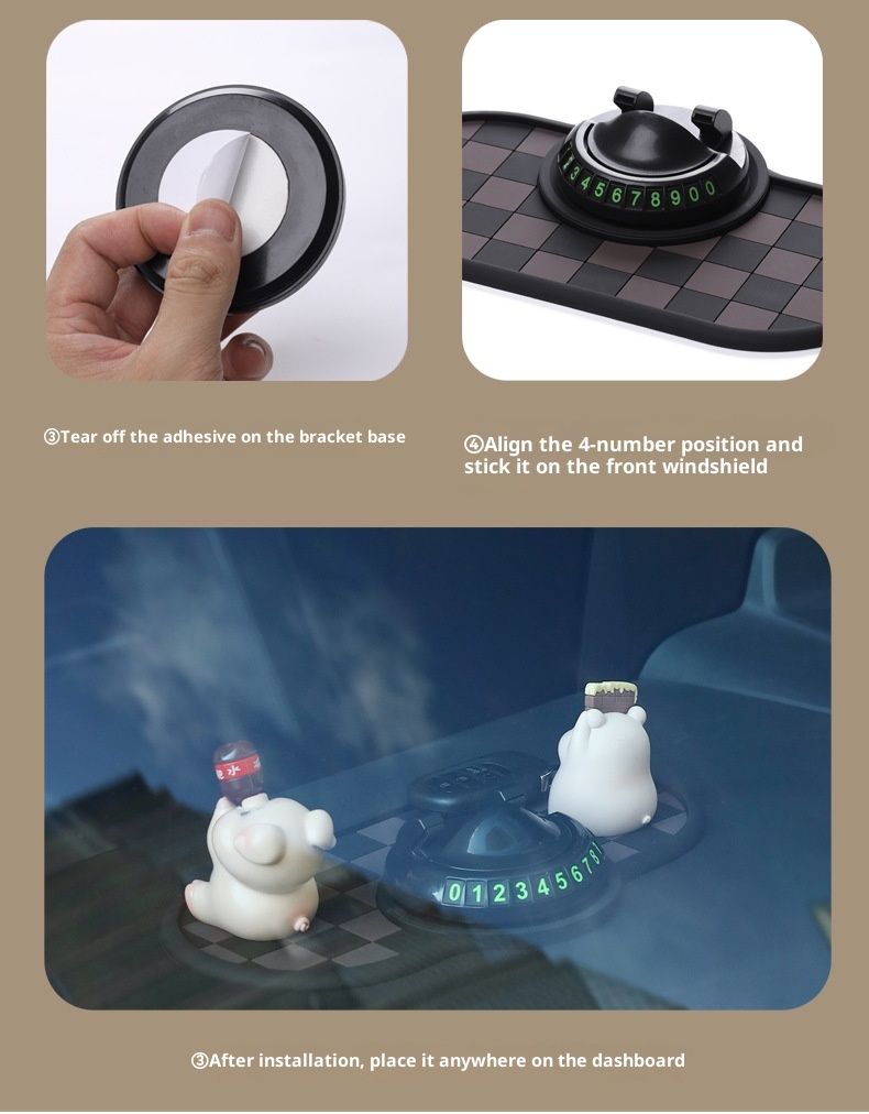 Small Deng Small Deng New Phone Anti-Slip Mat Moving Car License Plate Holder 3-in-1 Multi-Function Dashboard Navigation Stand Heat Resistant_voghion.com