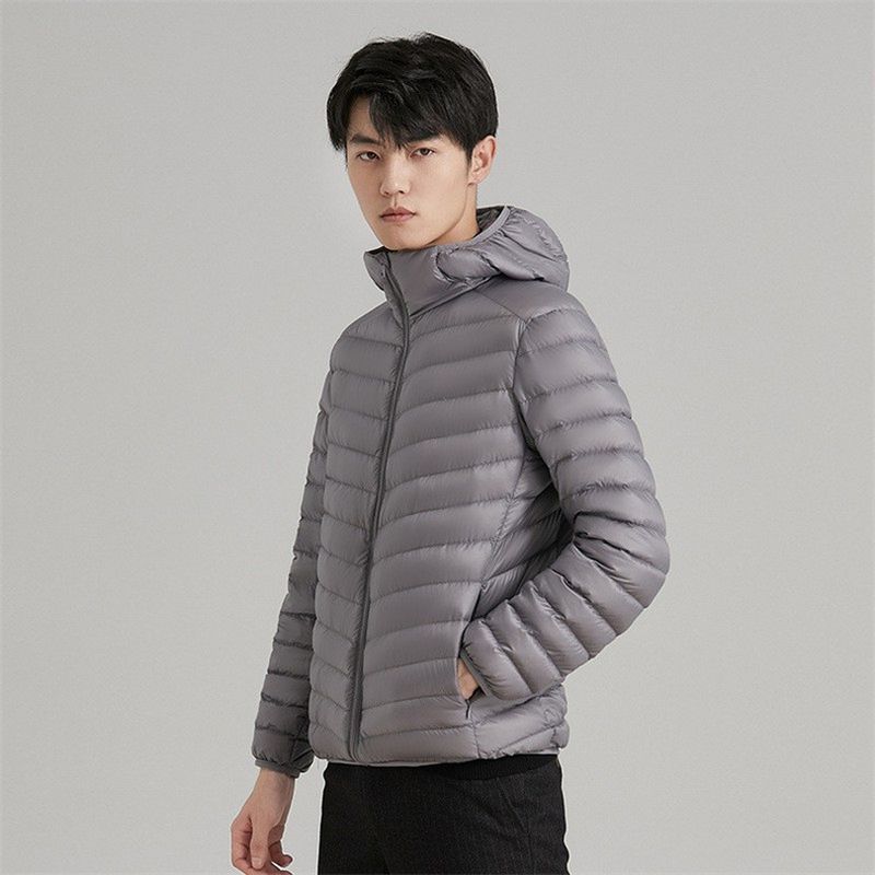 Nieuwe lichtgewicht herenjas met capuchon, lange mouwen, 90 inch dons, kort oversized, modieus en warm_voghion.com