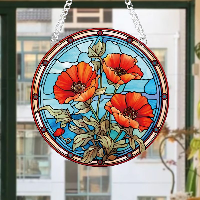 Mazzi di fiori, ciondolo per la casa Suncatcher in acrilico stampato su entrambi i lati, catena e ventosa per la consegna_voghion.com