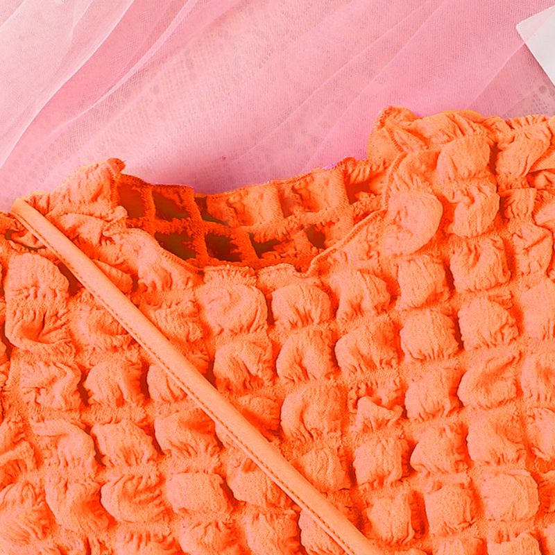 Ensemble d'été pour enfants, haut à manches courtes + short + sac à carreaux à bulles solides, couleur bonbon, ensemble pour filles_voghion.com