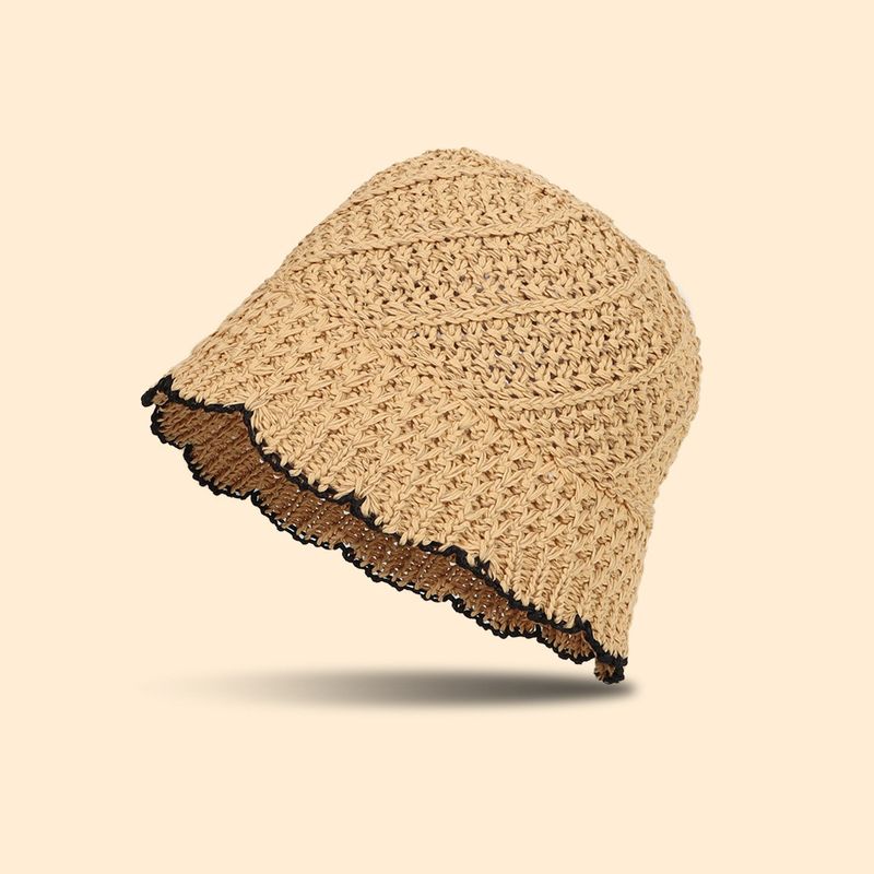 Cappello da spiaggia pieghevole estivo da donna, stile INS, per le vacanze, con ampia tesa, sottile e traspirante, in paglia_voghion.com