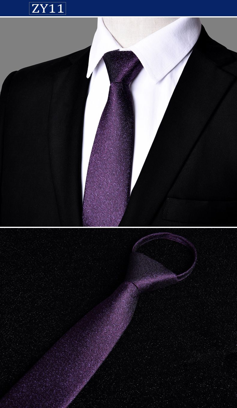 Unisex kaklasaite vīriešiem Profesionāls bizness Executive rāvējslēdzējs 7cm melnas svītras slinkiem cilvēkiem viegli vilkt bez spēlēšanās_voghion.com