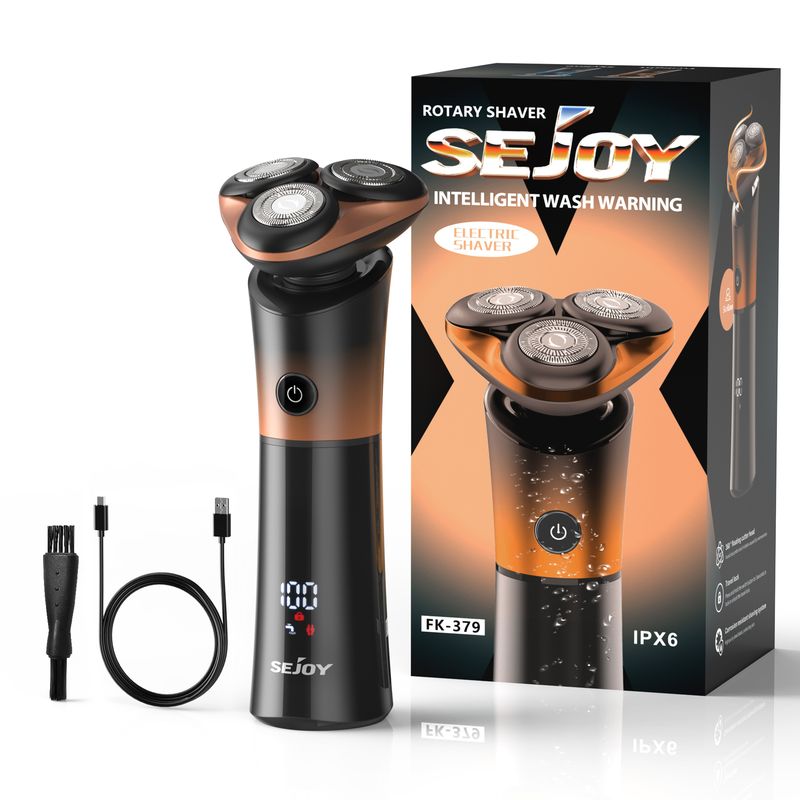 SEJOY Elektrorasierer, wiederaufladbarer Rasierer, Nass- und Trockenrasierer, Bartschneider, Herren, wasserdicht_voghion.com