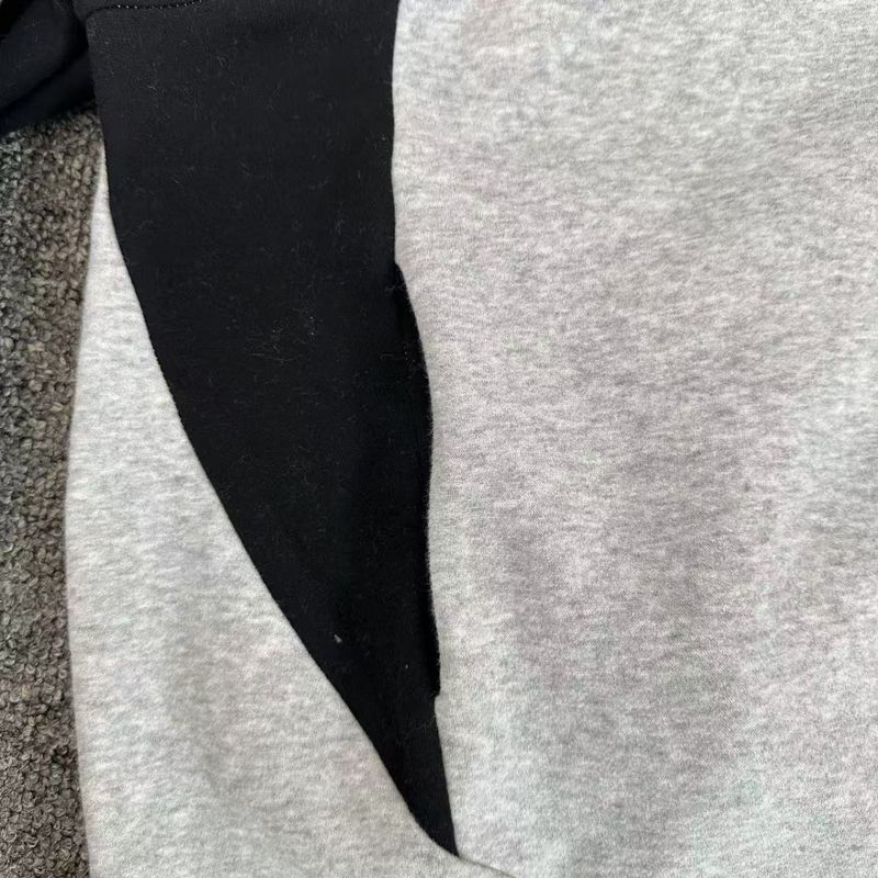 Mertra Patchwork Stickerei Fleece High Street Lose Unisex Fledermausärmel Hoodie Sweatshirt Lässiges Langes Hosenset_voghion.com