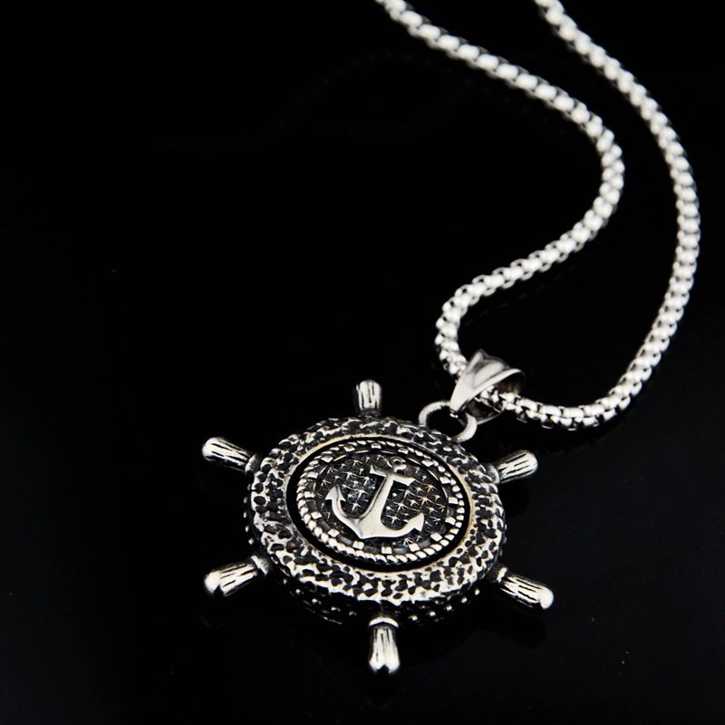 Nuovo pedale rotante con timone, collana versatile in acciaio al titanio hip-hop, accessori di coppia personalizzati per me_voghion.com