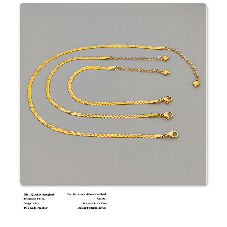 Flat Snake Bone Bracelet - 18K Gold Plated Titanium Steel Chain (Forest Style, Anti-Fade, Hypoallergenic)_voghion.com