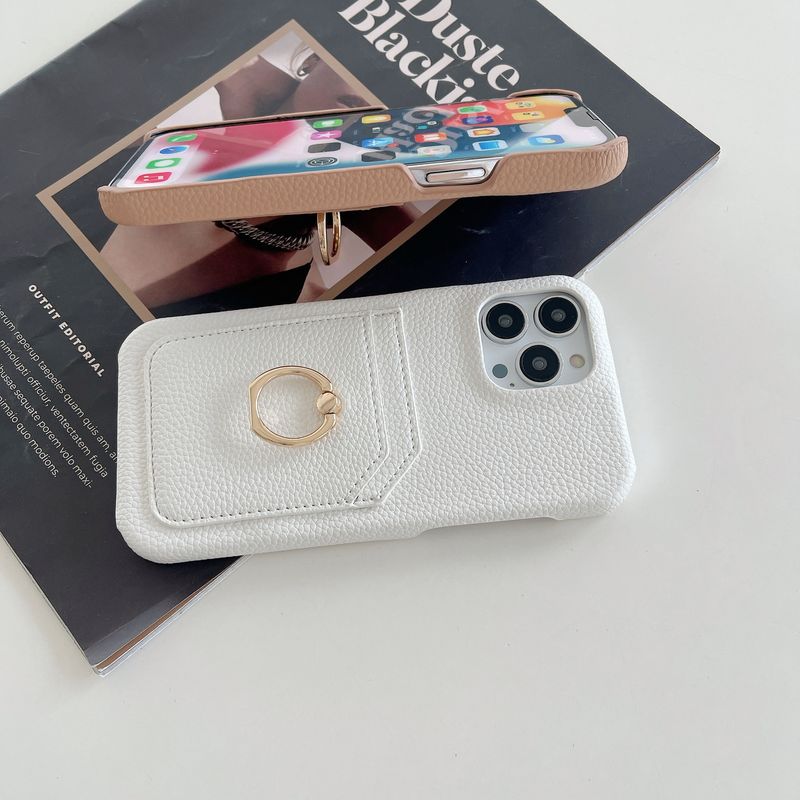 Mobile phone case Suitable for iPhone 14 Japanese and Korean dual card ring buckle holder mobile phone case 12 female Apple 13 promax leather x_voghion.com