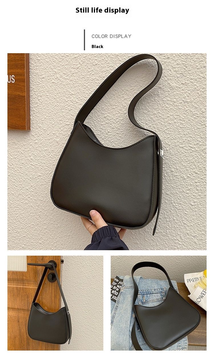 Retro Saddle Bag for Women 2024 New French Fashion Single Shoulder Underarm Bag Solid Color Versatile Crossbody Bag_voghion.com