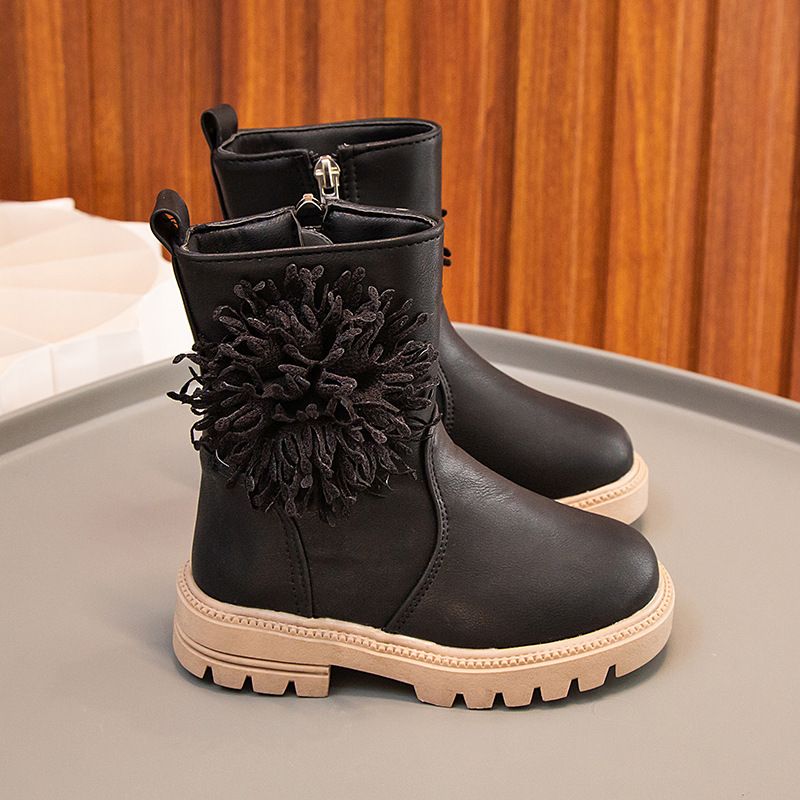 Mädchenschuhe, Lederkinderblume, 2024 Herbst und Winter neue Single Princess-Mittelsohlenstiefel, Martin-Stiefel_voghion.com