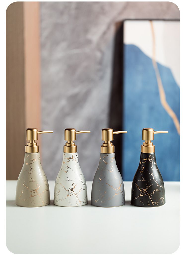 340ml Ceramic Dispenser Bottle – Stylish Foam Pump For Soap, Lotion & Shampoo (Zebra/Leopard/Polka Dot Patterns)_voghion.com