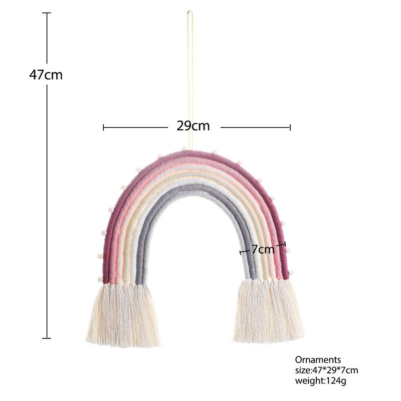 ins stile nordico arazzo colorato tessuto arcobaleno arazzo da parete decorazione per la stanza dei bambini palla di pelo decorazione per la casa_voghion.com