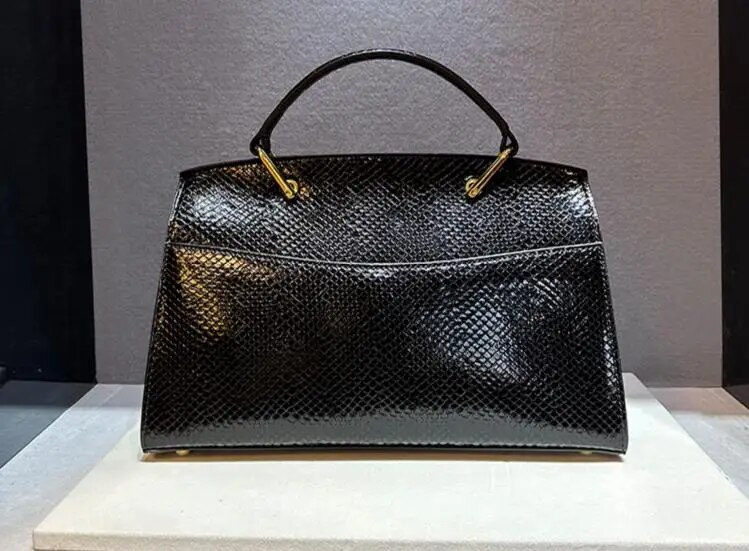 Borsa a tracolla da donna con motivo a pesce perla, in pelle di vacchetta, grande capacità, alla moda_voghion.com