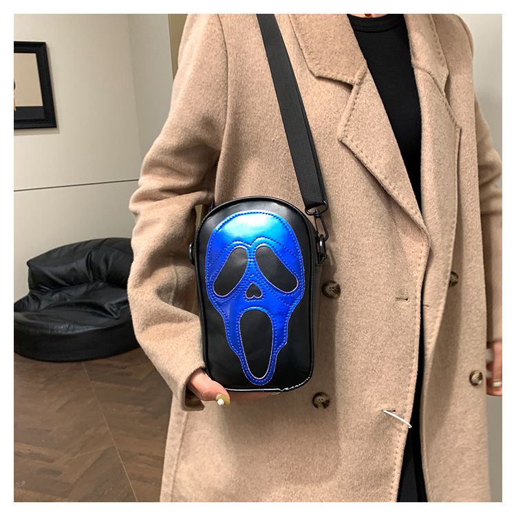 Funny Skull Crossbody Bag For Women - Gothic Halloween PU Shoulder Purse With Phone Pocket & Zipper Closure (Multiple Colors)_voghion.com
