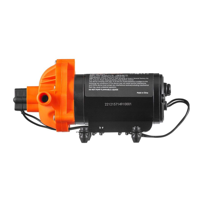 VEVOR Water Diaphragm Pump, 110V AC, 3.3 GPM Flow, 45 PSI Rated Pressure (40-80 PSI Adjustable), 1/2" MNPT Self Priming Sprayer Pump With Pressure Switch For RV Camper Marine Boat Lawn, FCC Certified_voghion.com