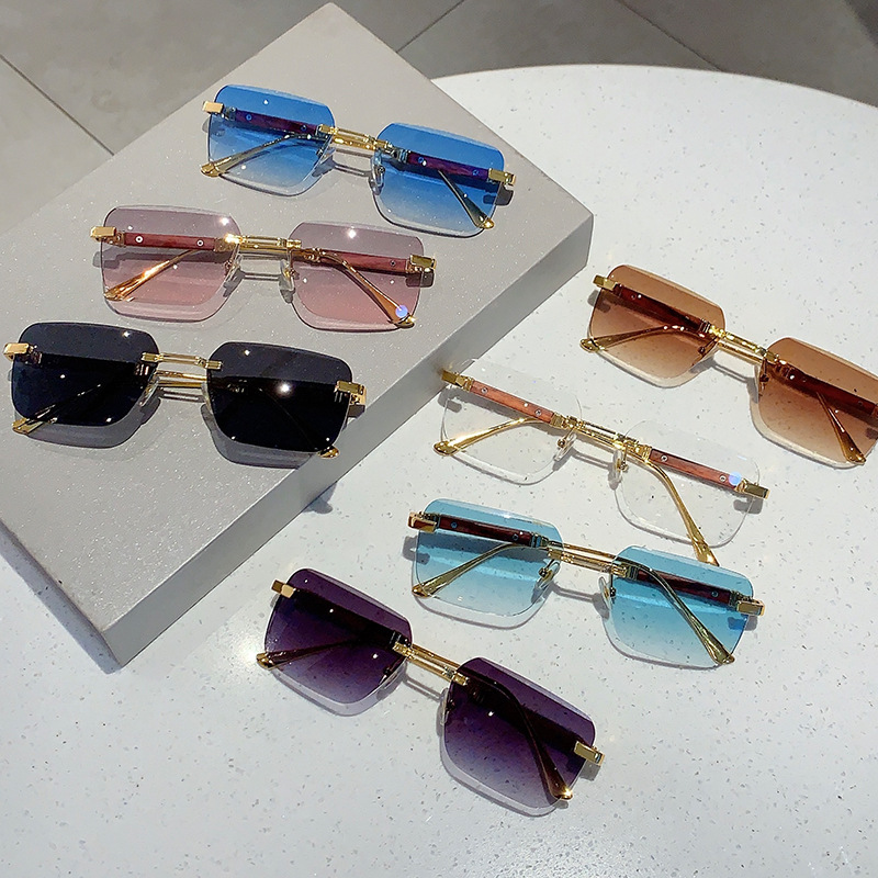 New Frameless Square High-End UV Protection Sunglasses For Men And Women_voghion.com