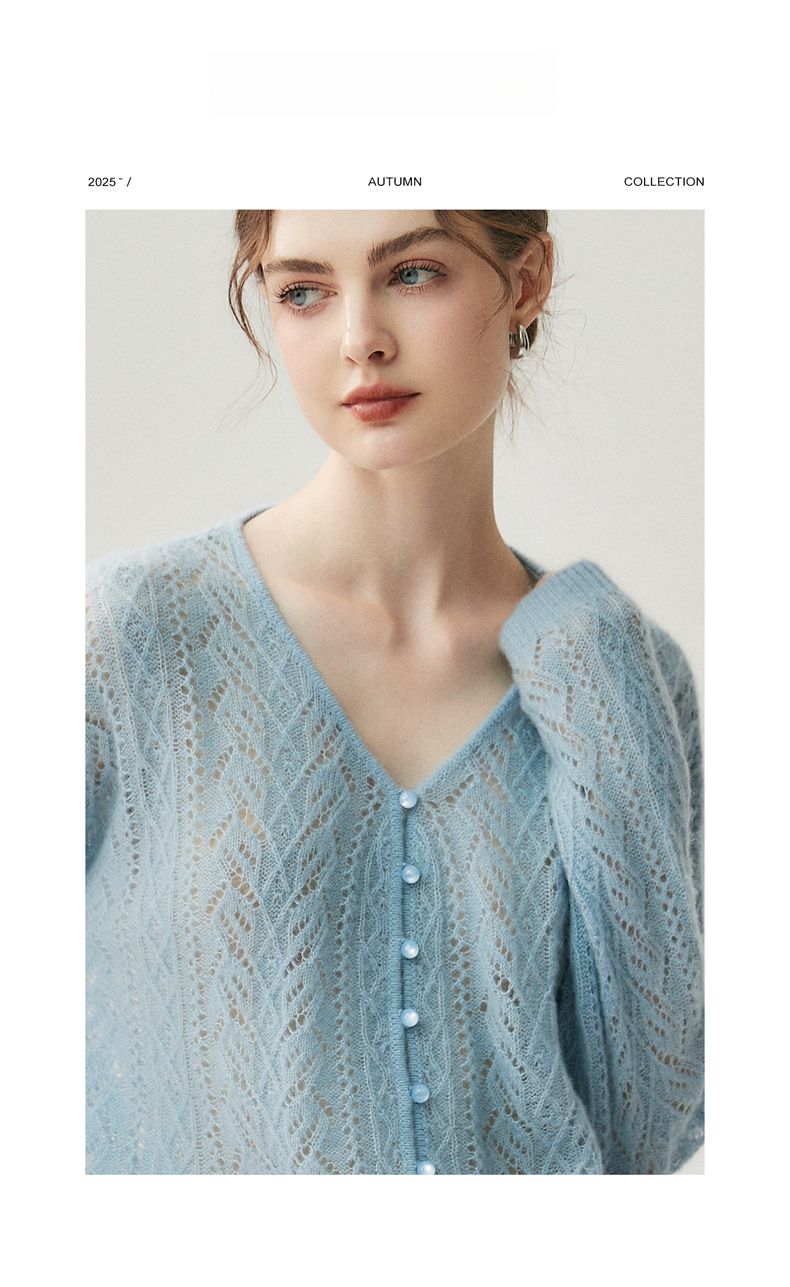 Cardigan da donna in 75% cashmere e 25% seta di gelso, con scollo a V, ampio e sottile, in maglia, taglie forti_voghion.com