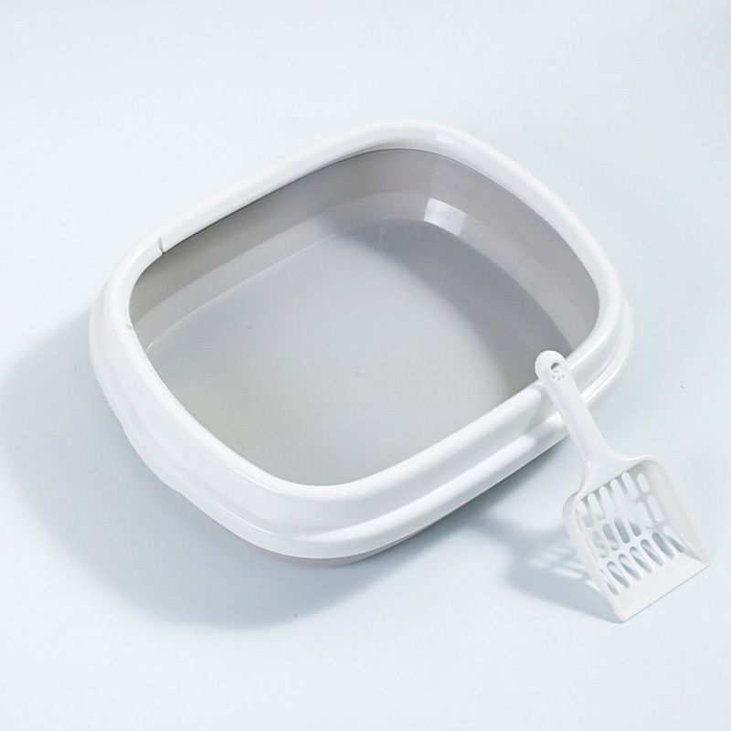 Grote halfgesloten kattenbak met anti-spatlaag in Scandinavische stijl, kattenbakschep, huisdierbenodigdheden_voghion.com