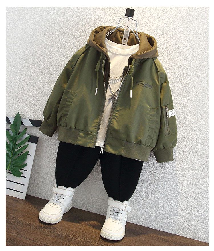 Giacca da baseball per bambini, primavera e autunno, elegante giacca con cappuccio per bambini di piccole e medie dimensioni_voghion.com