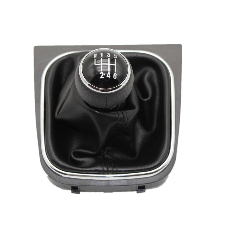 För VW EOS 2006 2007 2008 2009 2010 2011 Bilstyling 6-växlad växelspaksknopp med läderskydd_voghion.com