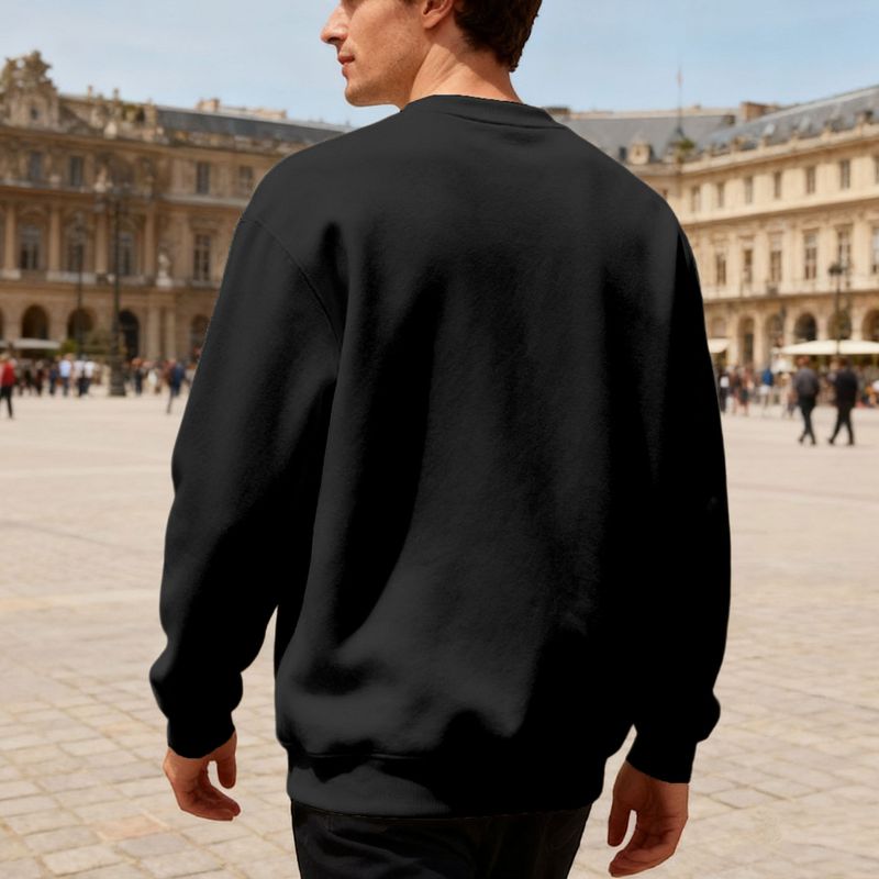 Moletom masculino com gola redonda e forro de lã – Pulôver casual pesado e relaxado (cores sólidas, tamanhos grandes disponíveis)_voghion.com