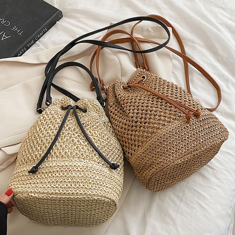 Borse a tracolla estive con coulisse, borse a secchiello da donna, borse in paglia intrecciata in rafia, borsa a tracolla casual da spiaggia_voghion.com