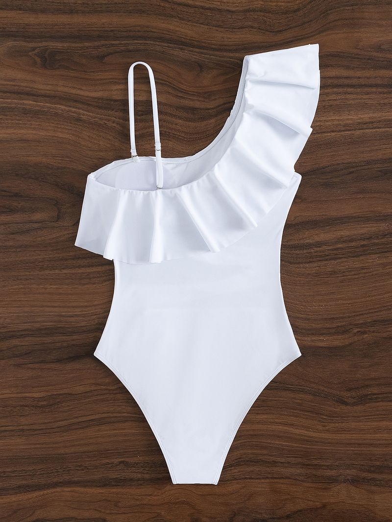 2025 nou, lemn multicolor, marginea urechii, plasă cu un umăr, costum de baie sexy dintr-o singură bucată, bikini pentru comerț exterior european și american_voghion.com