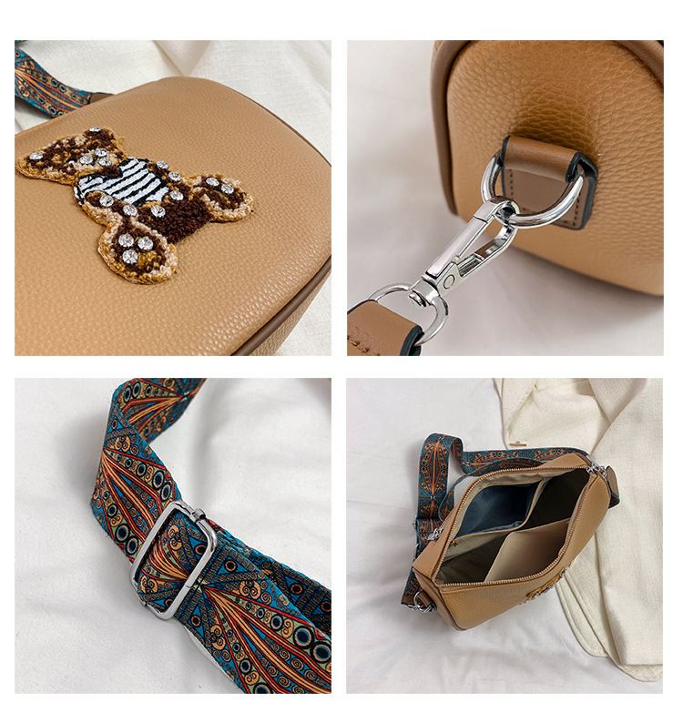 2024 Novo Urso Fofo Alça Larga Almofada Textura de Alta Qualidade Moda Bolsa Feminina_voghion.com