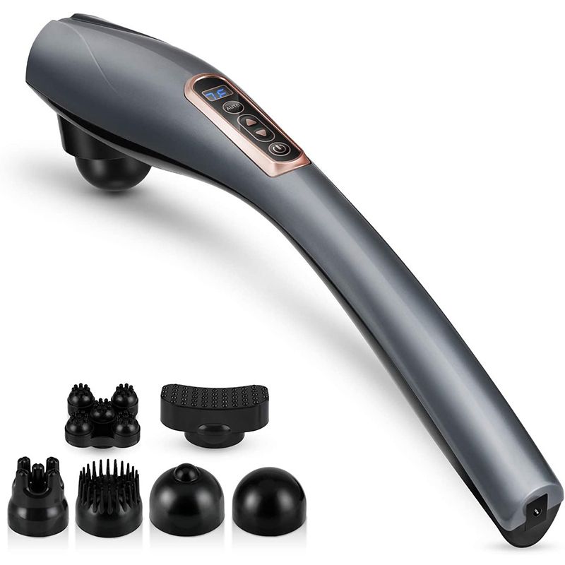 Pistola de fascia eléctrica portátil de alta potencia, utilizada para masaje vibratorio profesional tipo delfín en cuello, cintura y hombros._voghion.com