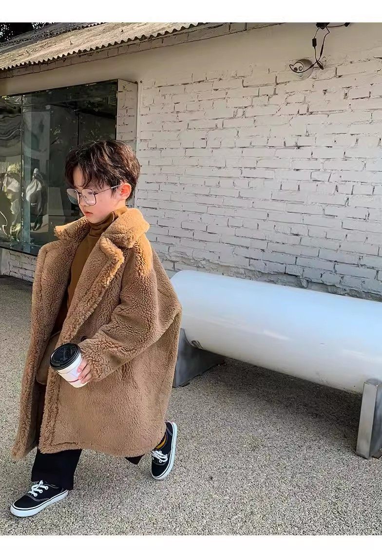 Superweicher, dicker, gesteppter Mantel für Mutter und Kind, langer Teddyfleece-Mantel für Kinder – ultraweiche, baumwollgefütterte Winterjacke für Jungen und Mädchen (95–130 cm)_voghion.com