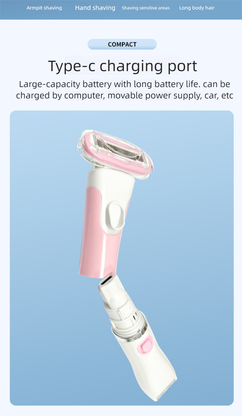 2-in-1-Elektrorasierer für Damen – Rasierer für den Intimbereich, wasserdicht, Doppelkopf-Schamhaarentferner_voghion.com