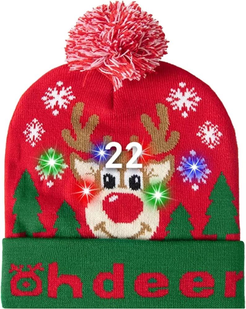 2024 Nieuwe Jacquard LED Wollen Herfst/Winter Warme Gebreide Kerstmuts_voghion.com