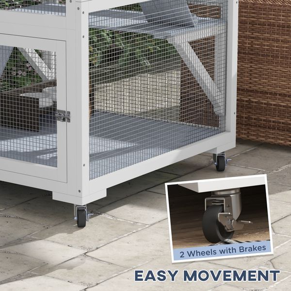 PawHut Outdoor Cat Enclosure Catio For Cats With Wheels, Weatherproof Catio With Multi-Level, Hammock For 1-3 Cats Up To 12lbs, Gray_voghion.com