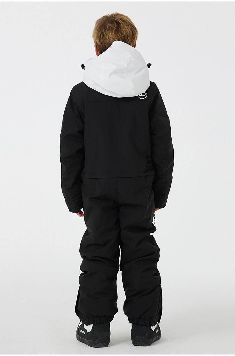 Wasserdichter Kinder-Schneeanzug, Winter-Skianzug für Jungen und Mädchen - Isolierter, warmer Snowboard-Skioverall (Blau/Schwarz/Khaki/Rosa/Orange/Weiß)_voghion.com