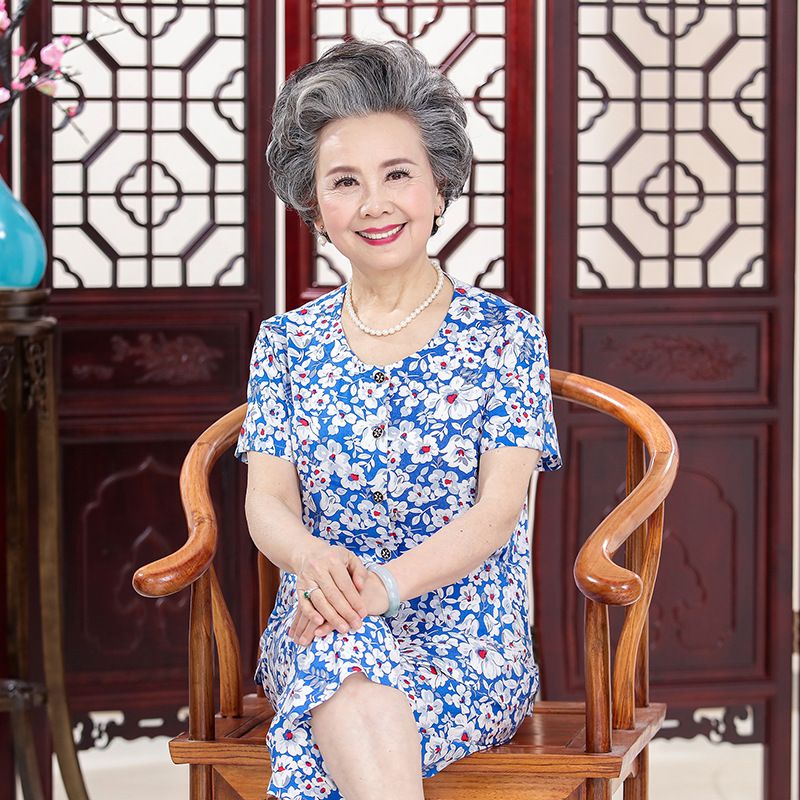 Mom's Summer Set Middle-aged And Elderly Women, Short-sleeve Cardigan For 60-70 Year Old Ladies, Cotton Silk Grandma_voghion.com