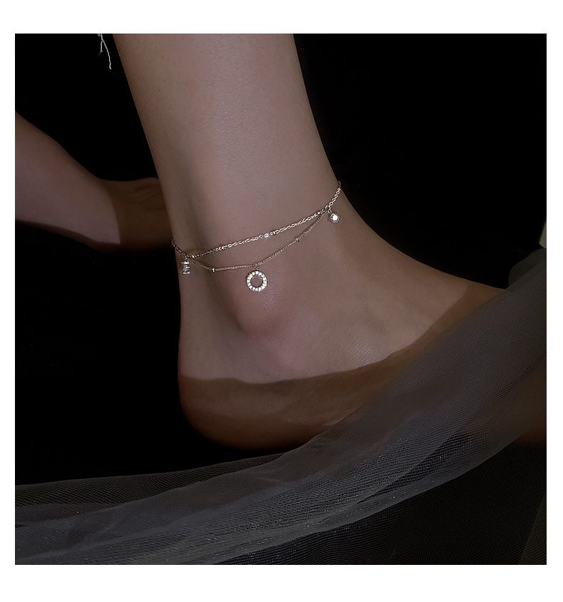 2025 Women's New Trend Double - Layer Geometric Circle Anklet - Simple Light Luxury Foot Jewelry_voghion.com