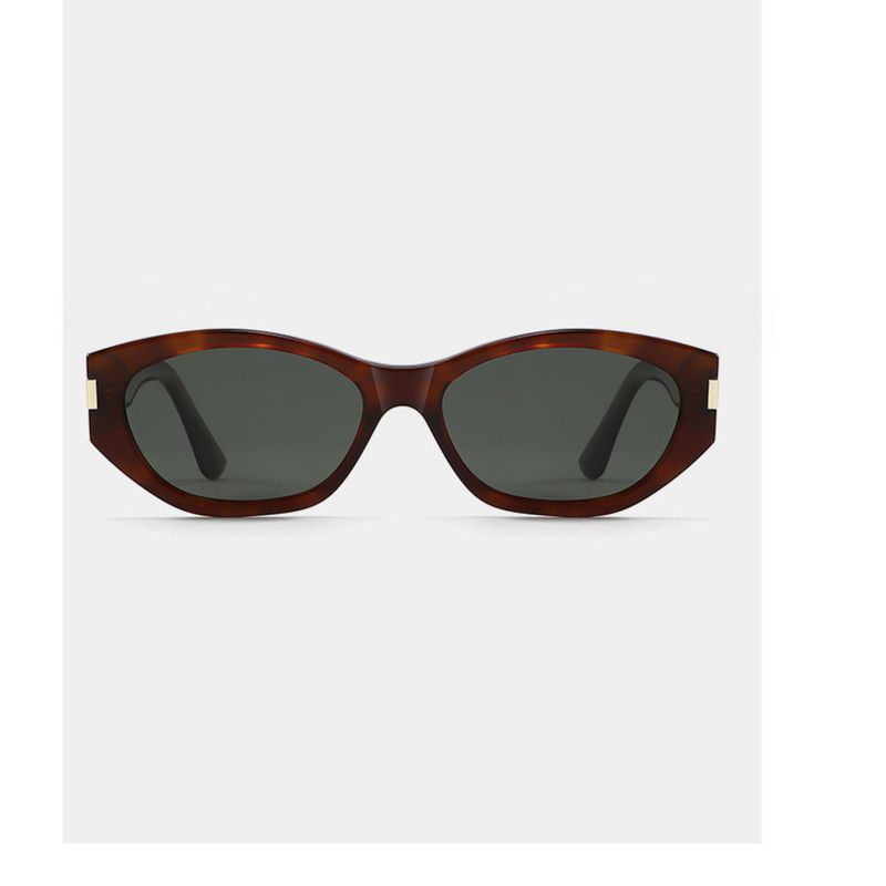 Cat Eye Polarisierte High-End-Sonnenbrille aus bernsteinfarbenem, rotbraunem Schildpatt-Acetat für Damen_voghion.com