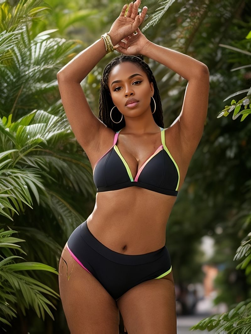 2024 Neuer Farbblock-Badeanzug mit sexy Split für Damen_voghion.com