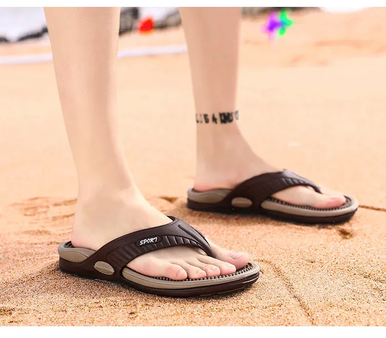 Massage-Flip-Flops für Herren, atmungsaktive Sommer-Strandschuhe, Sandalen für Herren, luxuriöse Flip-Flops, atmungsaktiv, Übergröße, Herren-Hausschuhe, Größe 46_voghion.com