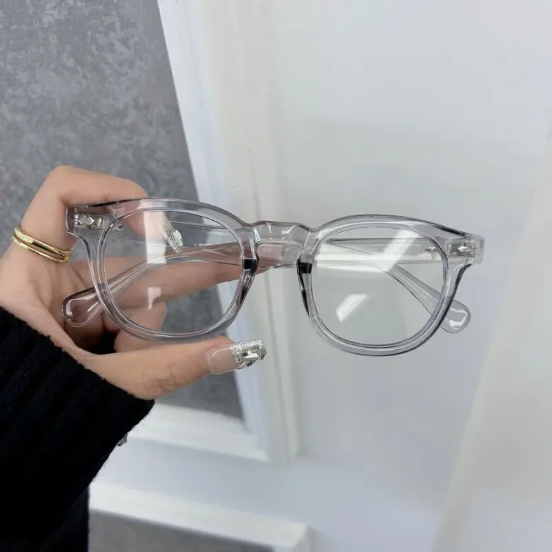 Occhiali da vista eleganti con lenti trasparenti e semplici, montatura per uomo e donna, marca casual, rotondi, uomo e donna_voghion.com