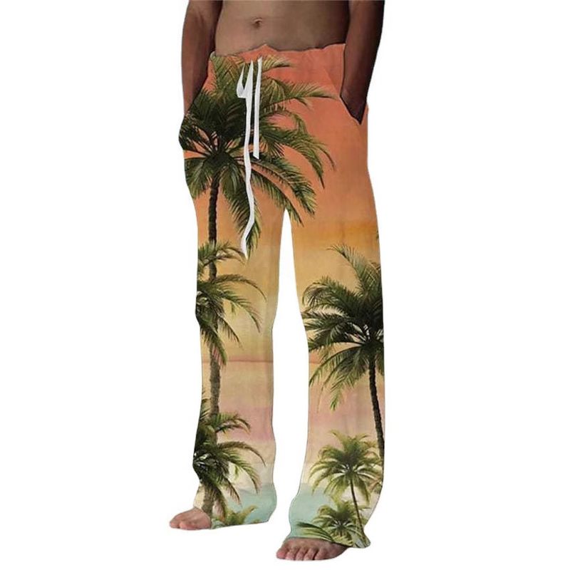 Premium Products 2024 Herren-Sporthose mit Kokosnussbaum-3D-Digitaldruck, Freizeithose, Hawaii-Strandhose_voghion.com