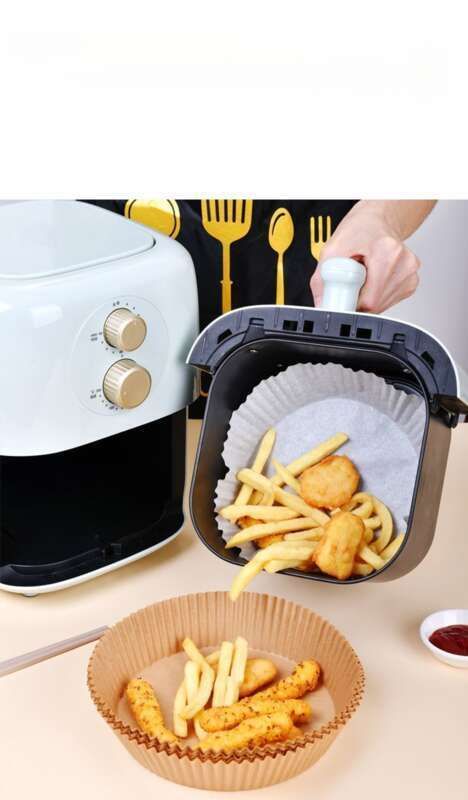 Freidora de aire con aceite, bandeja circular desechable resistente a altas temperaturas para horno, papel de silicona de doble cara para aceite._voghion.com