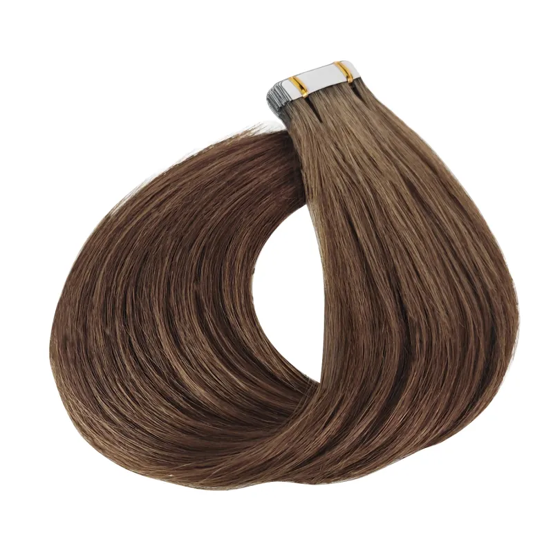 Tape In Human Hair Extensions 16-26 Inch Straight Natural Black 100% Remy Skin Weft Adhesive Glue On For Salon High Quality_voghion.com